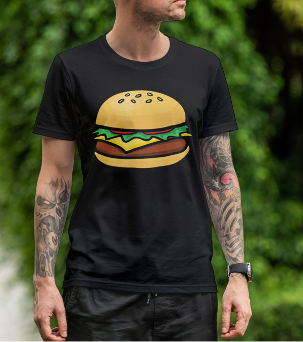 Burger Cheeseburger Lettuce Tomato Cheese Sesame Bun T-Shirt
