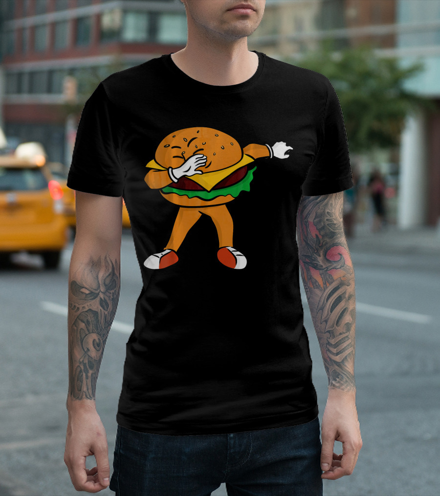 Dabbing Cheeseburger Character Dance T-Shirt