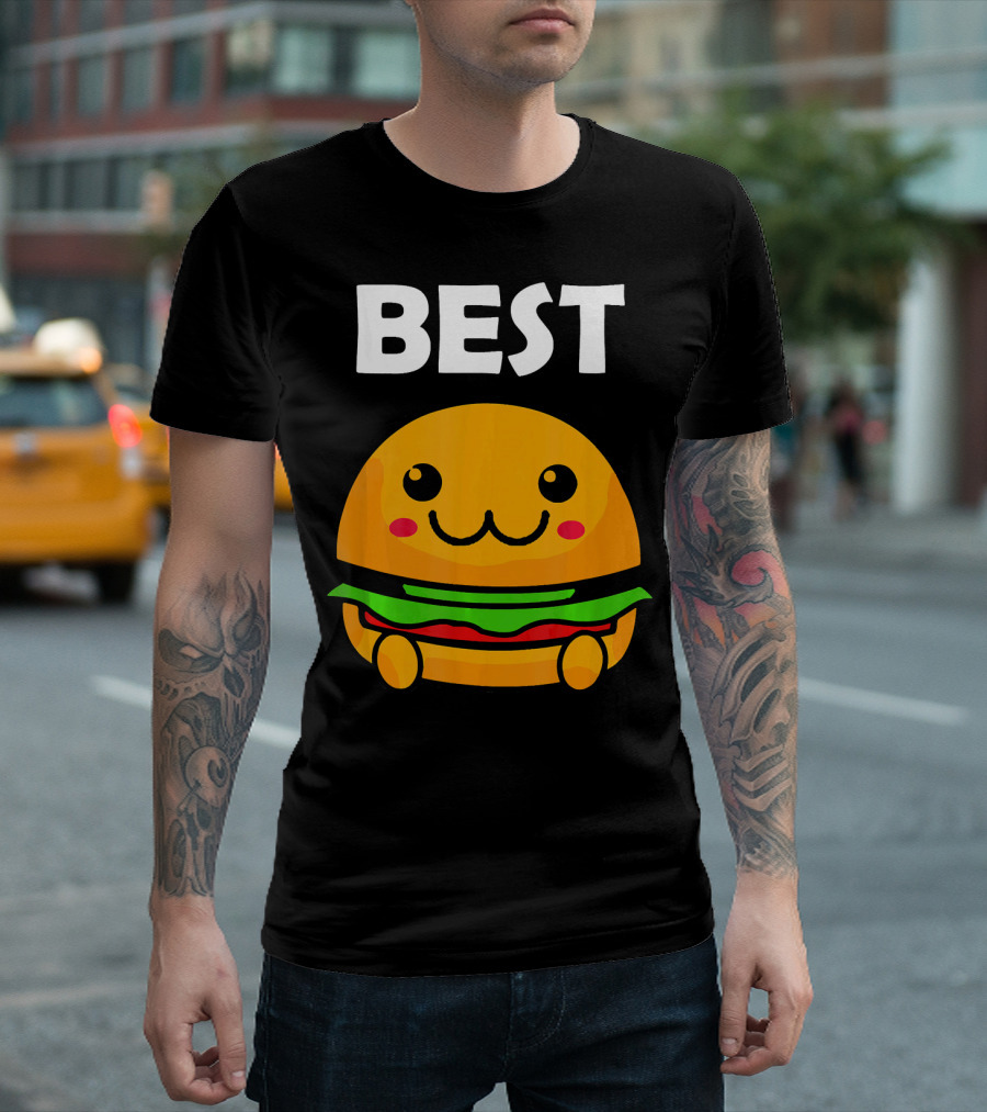 Burger Matching Fries Best Friend Novelty Best Cute Kawaii Face T-Shirt
