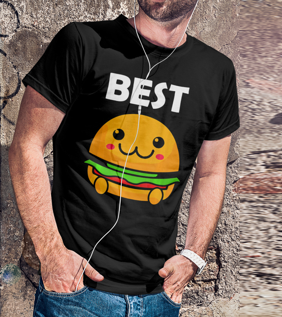 Burger Matching Fries Best Friend Novelty Best Cute Kawaii Face T-Shirt
