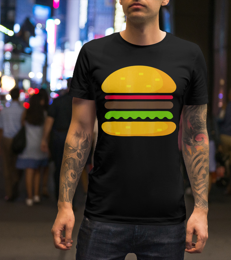 Minimalist Hamburger Layers Striped T-Shirt
