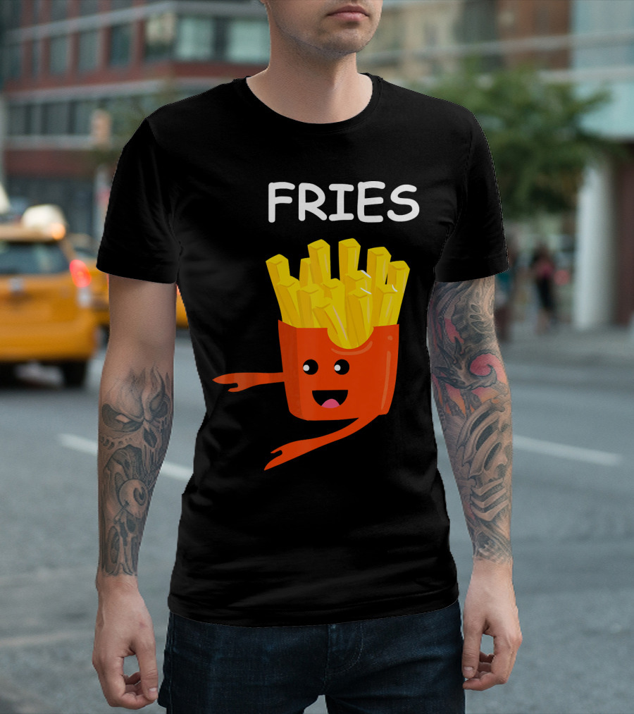 Funny Burger FRIES Matching Couples Vale Playful Cartoon T-Shirt