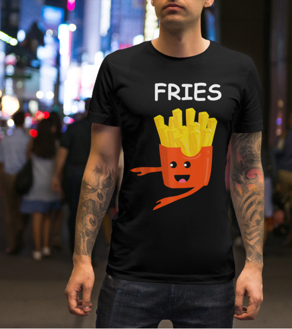 Funny Burger FRIES Matching Couples Vale Playful Cartoon T-Shirt