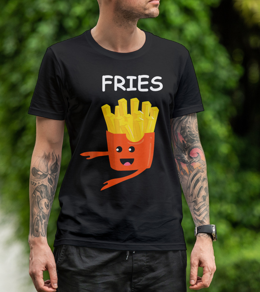 Funny Burger FRIES Matching Couples Vale Playful Cartoon T-Shirt