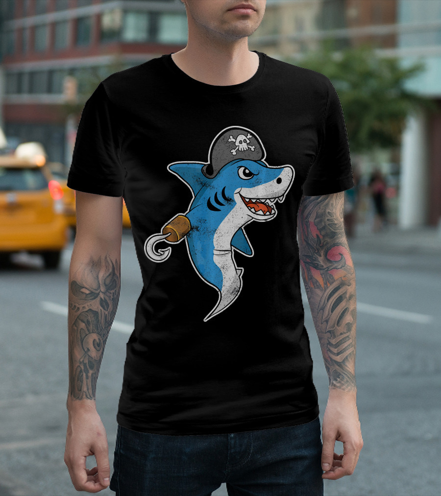 Pirate Shark With Hook And Pirate Hat T-Shirt
