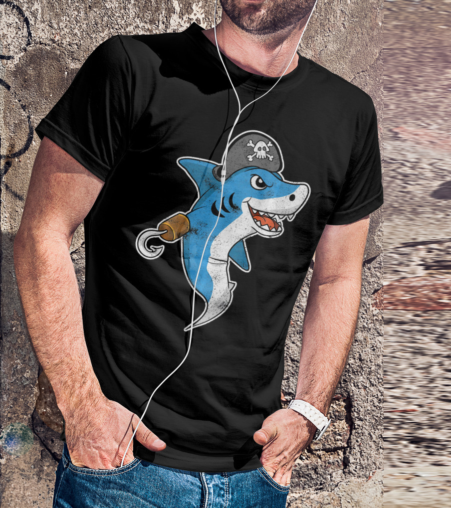 Pirate Shark With Hook And Pirate Hat T-Shirt