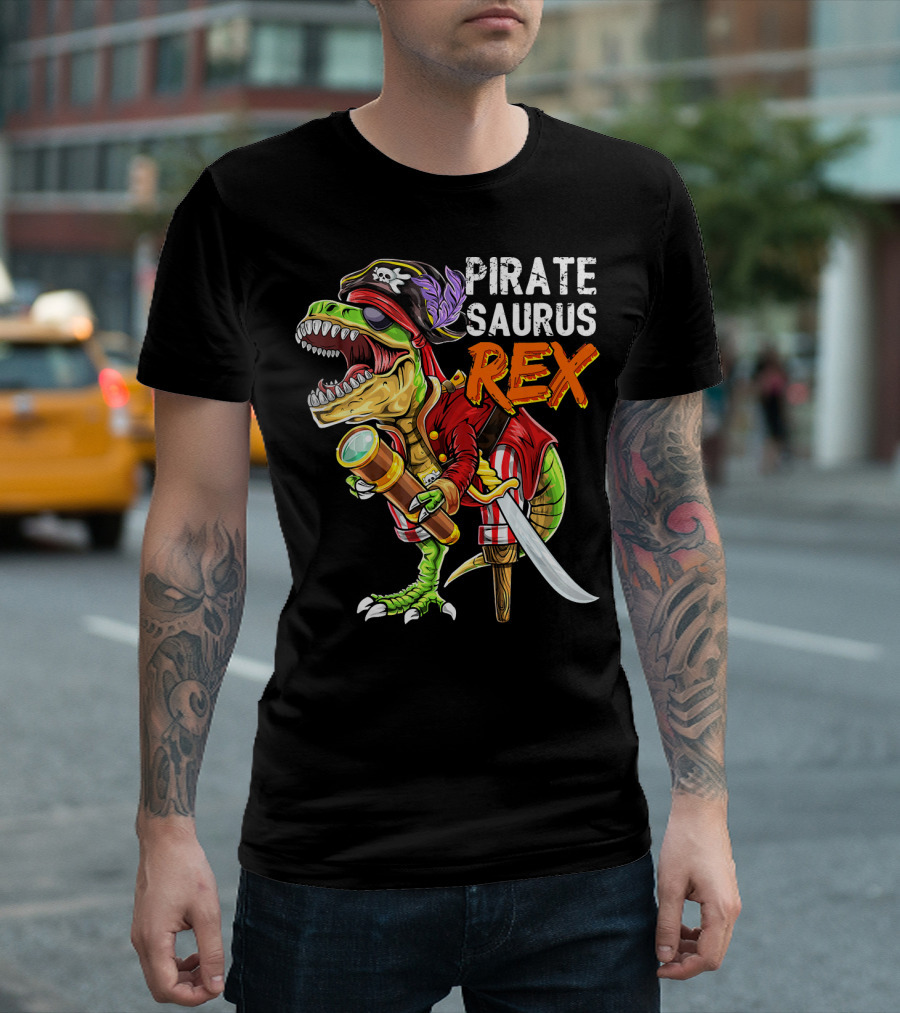 Pirate Saurus Rex Dinosaur Pirate Hat T-Shirt
