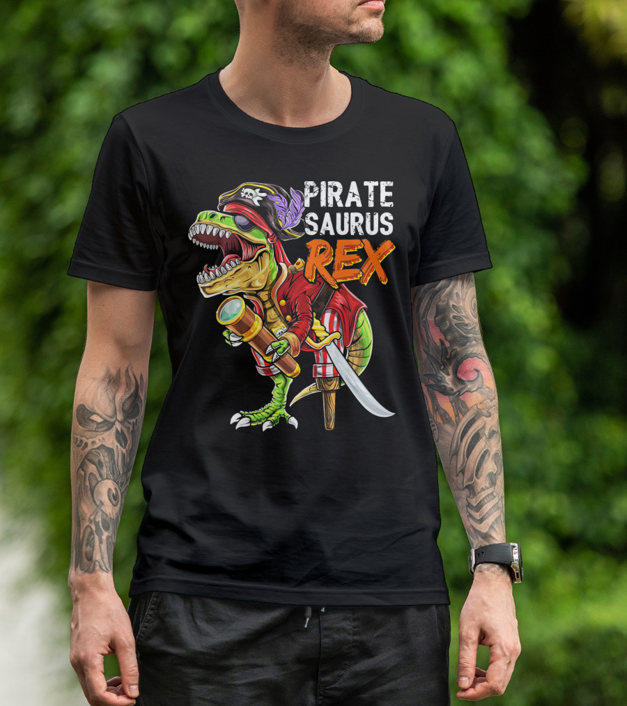 Pirate Saurus Rex Dinosaur Pirate Hat T-Shirt