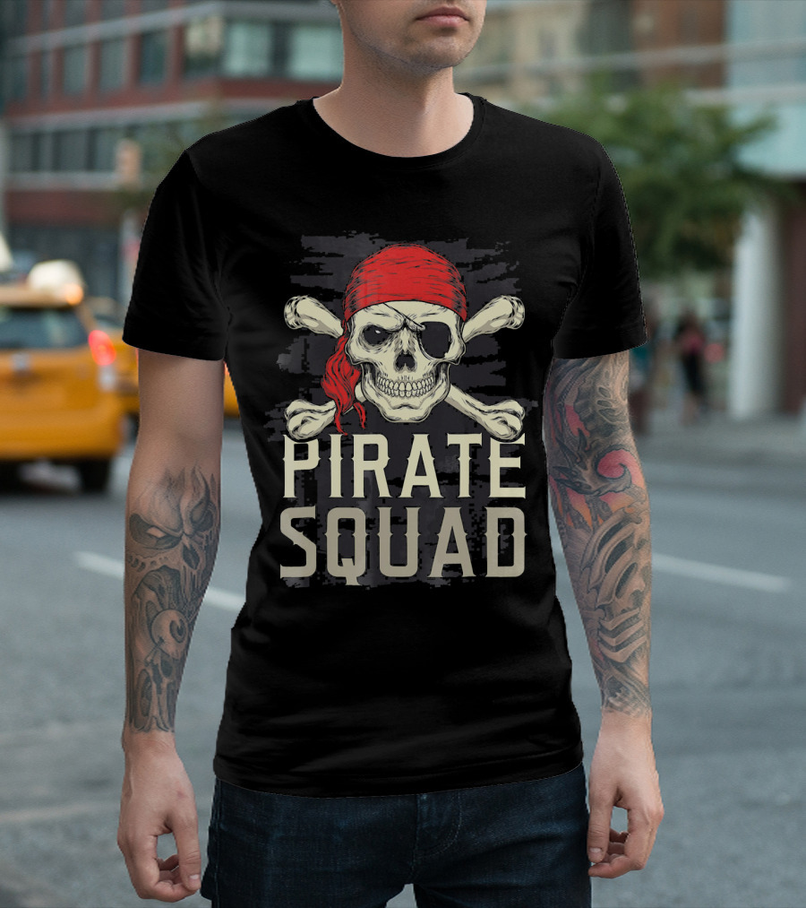 Pirate Squad Skull Crossbones Bandana T-Shirt
