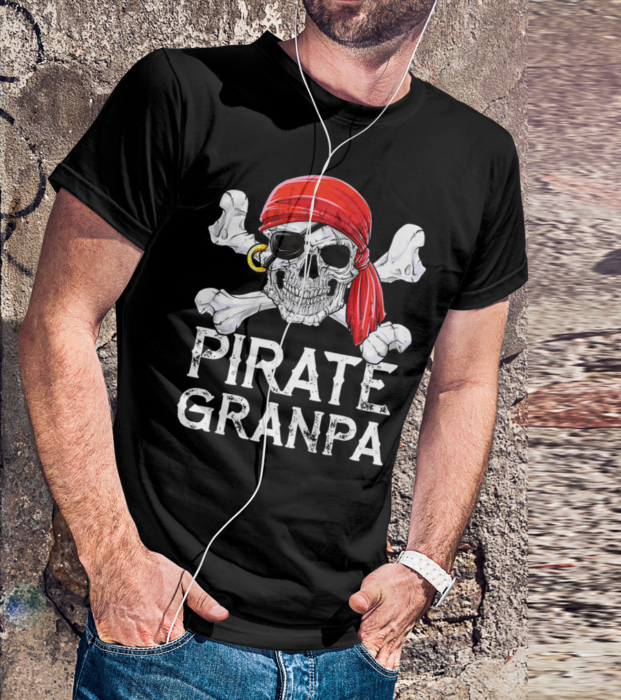 Pirate Granpa Jolly Roger Skull And Crossbones T-Shirt