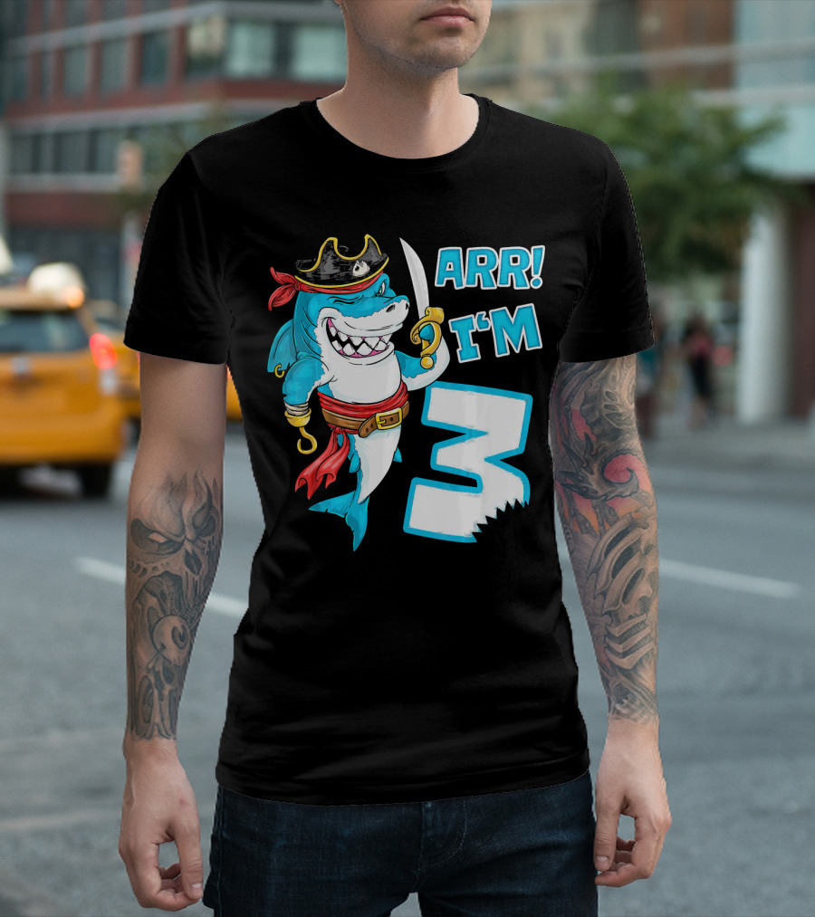 ARR I'm 3 Pirate Shark 3rd Birthday T-Shirt