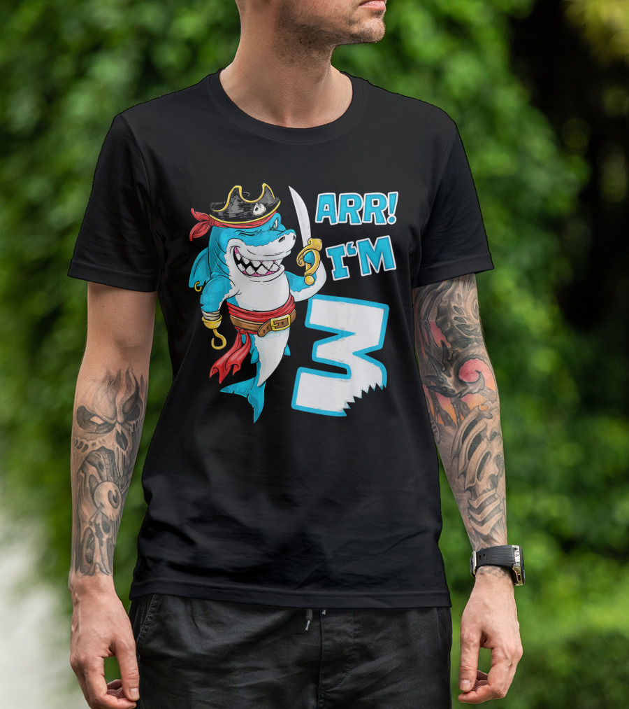 ARR I'm 3 Pirate Shark 3rd Birthday T-Shirt