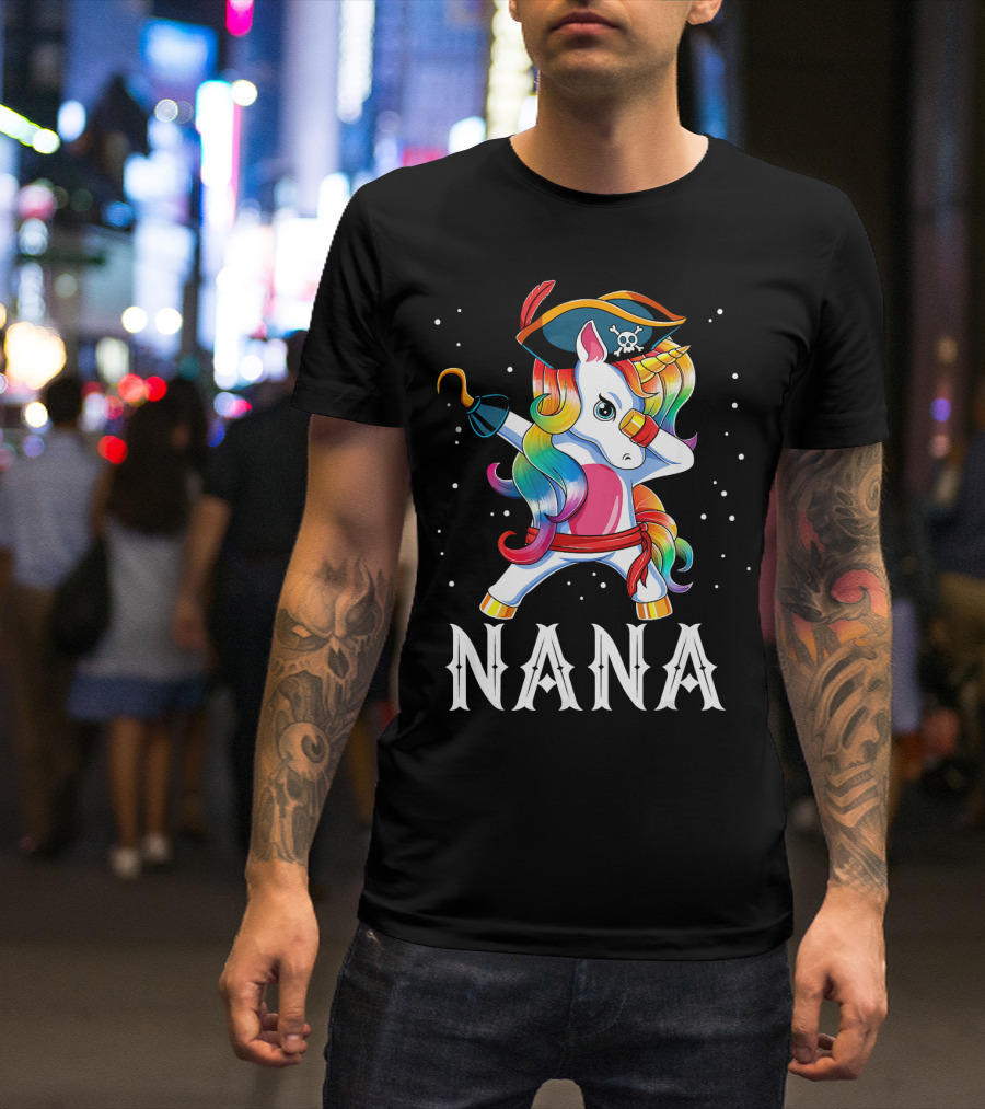Funny Pirate Dabbing Unicorn Nana T-Shirt