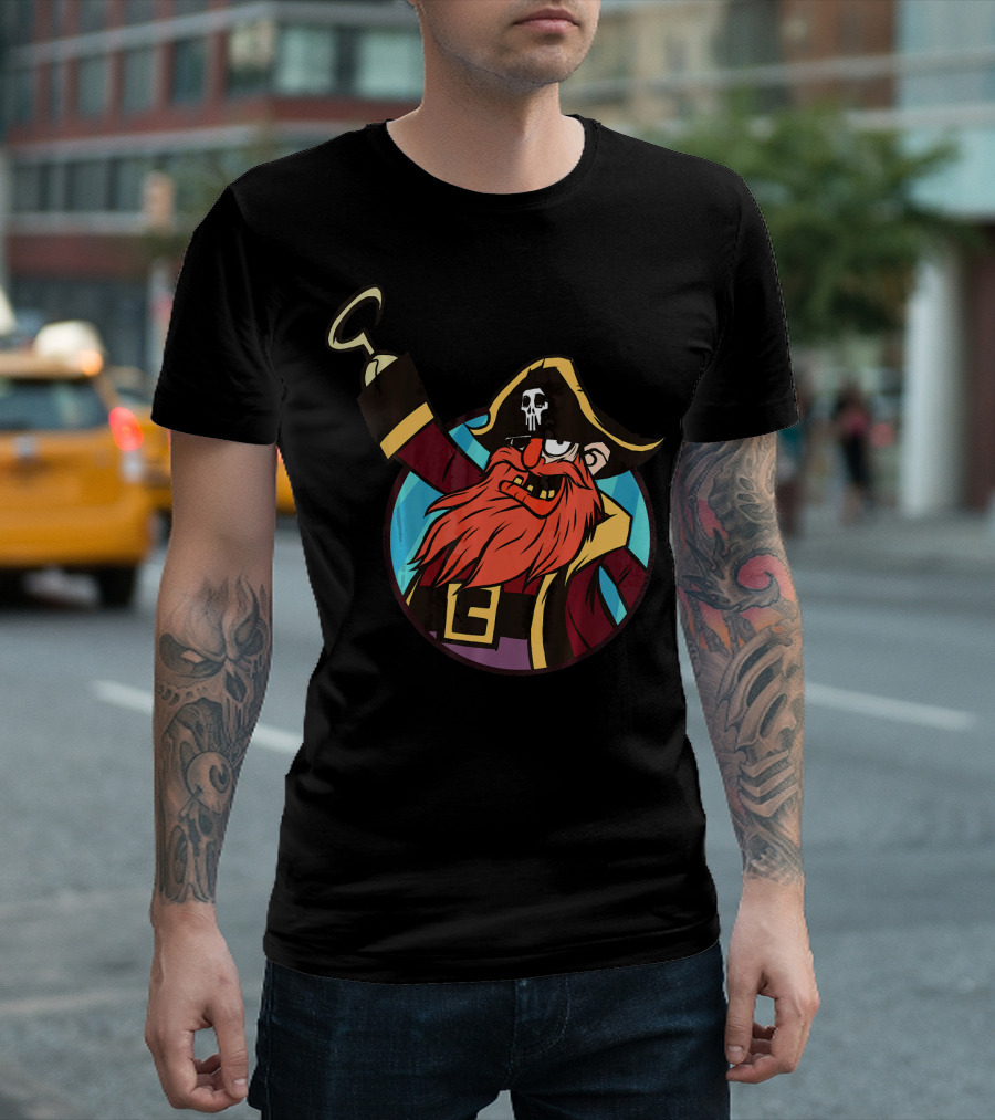 Pirate Captain With Skull Patch And Hook Hand T-Shirt