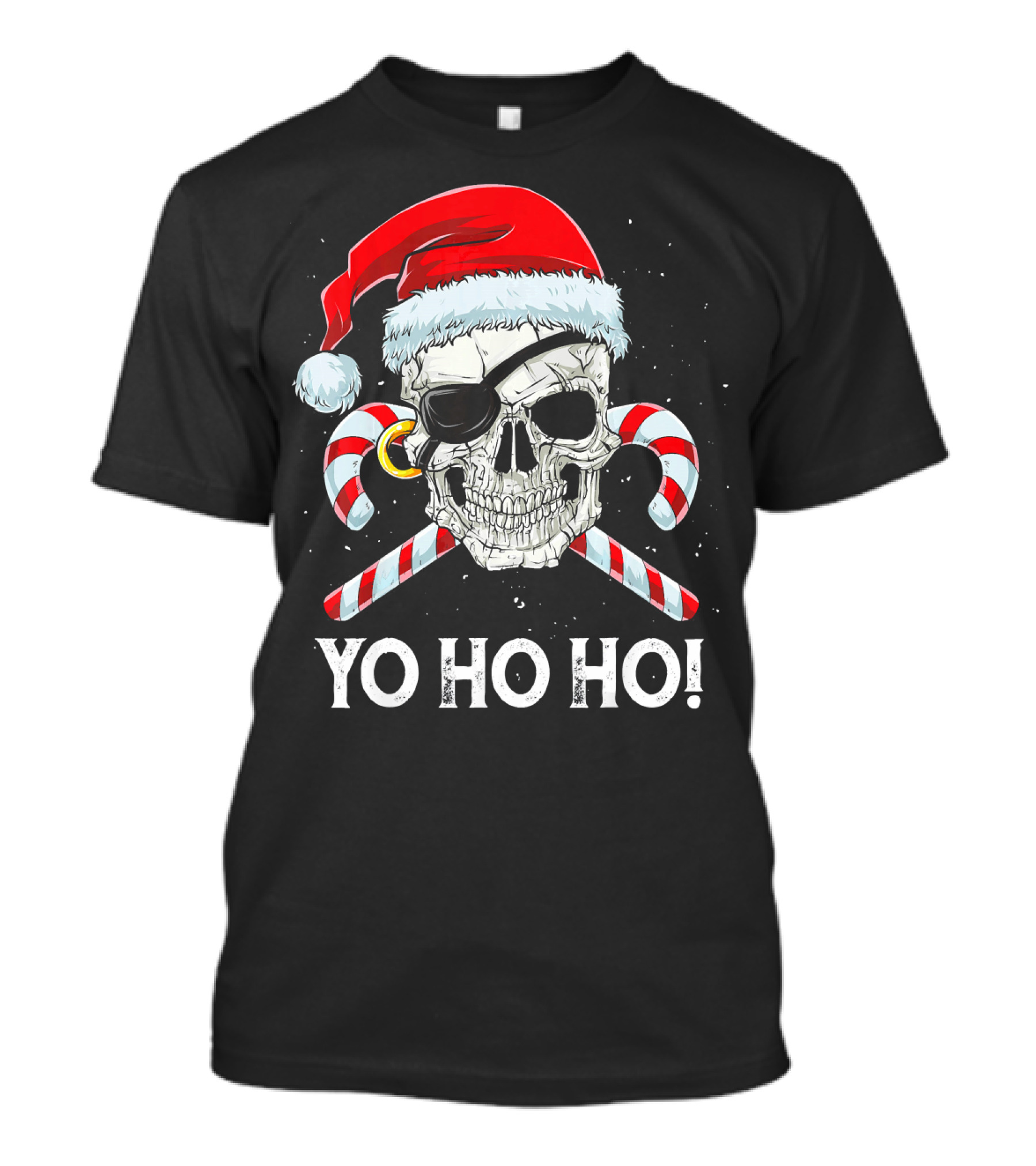 YO HO HO Pirate Santa Skull Candy Canes T-Shirt