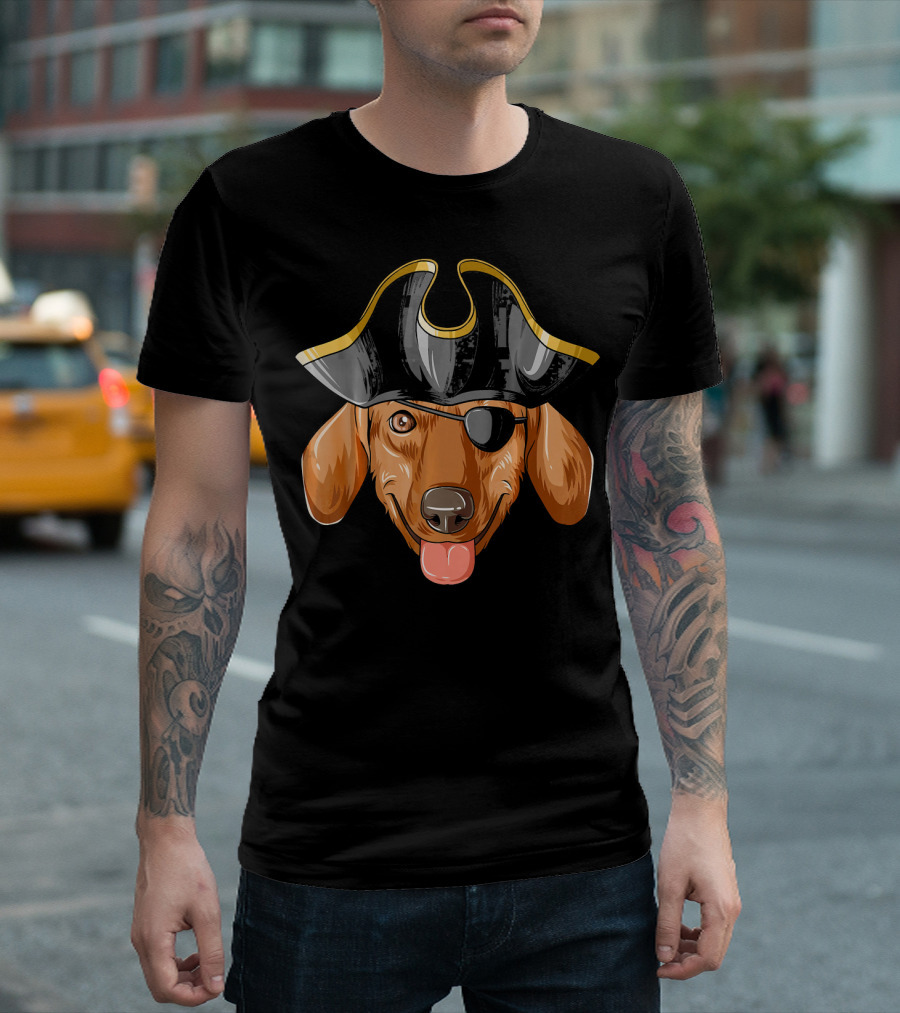 Pirate Dachshund with Pirates Hat and Eye Patch T-Shirt