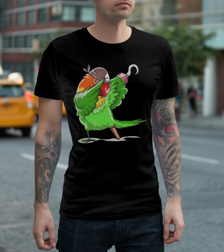 Gasparilla Pirate Parrot Dabbing with Peg Leg and Hook T-Shirt