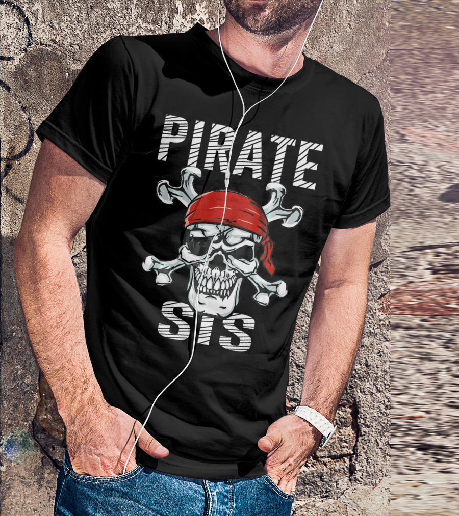 PIRATE SIS Skull Crossbones Red Bandana T-Shirt