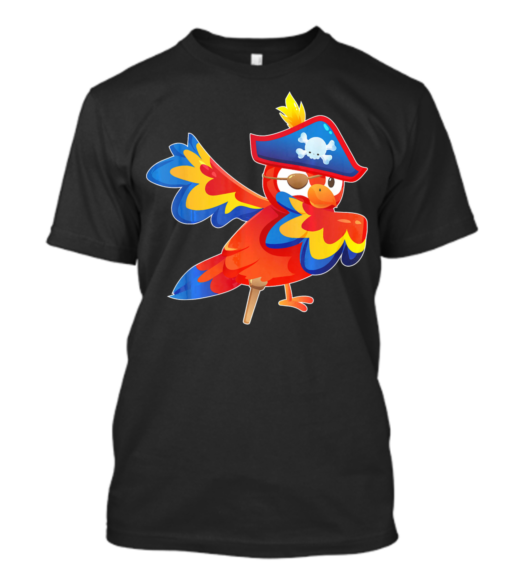 Cute Pirate Parrot Bird Halloween Costume Pirate Hat Skull T-Shirt