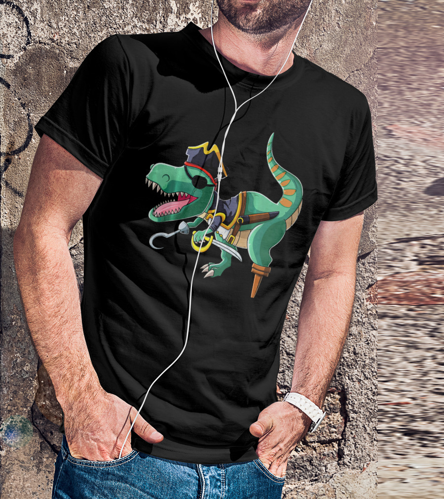 Pirate Rex Dinosaur With Hook And Peg Leg T-Shirt
