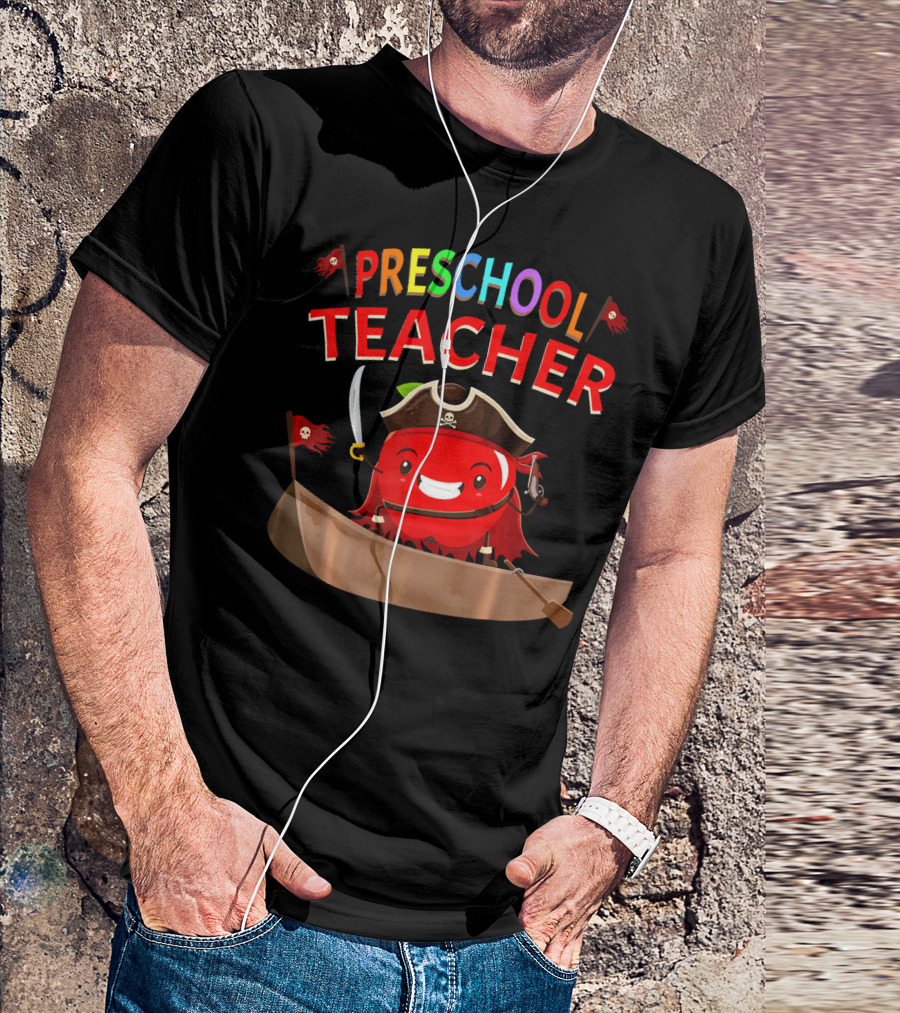 Preschool Teacher Pirate Apple Costume Halloween T-Shirt