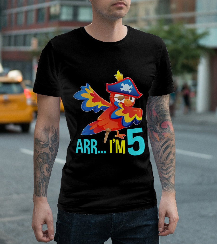 Arr I'm 5 Dabbing Parrot Pirate Kids T-Shirt