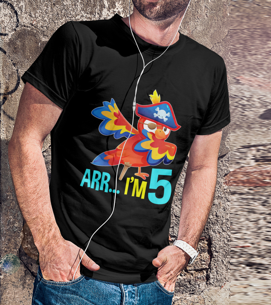 Arr I'm 5 Dabbing Parrot Pirate Kids T-Shirt