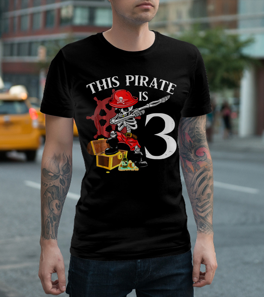 This Pirate Is 3 Funny Dabbing Pirate Birthday T-Shirt