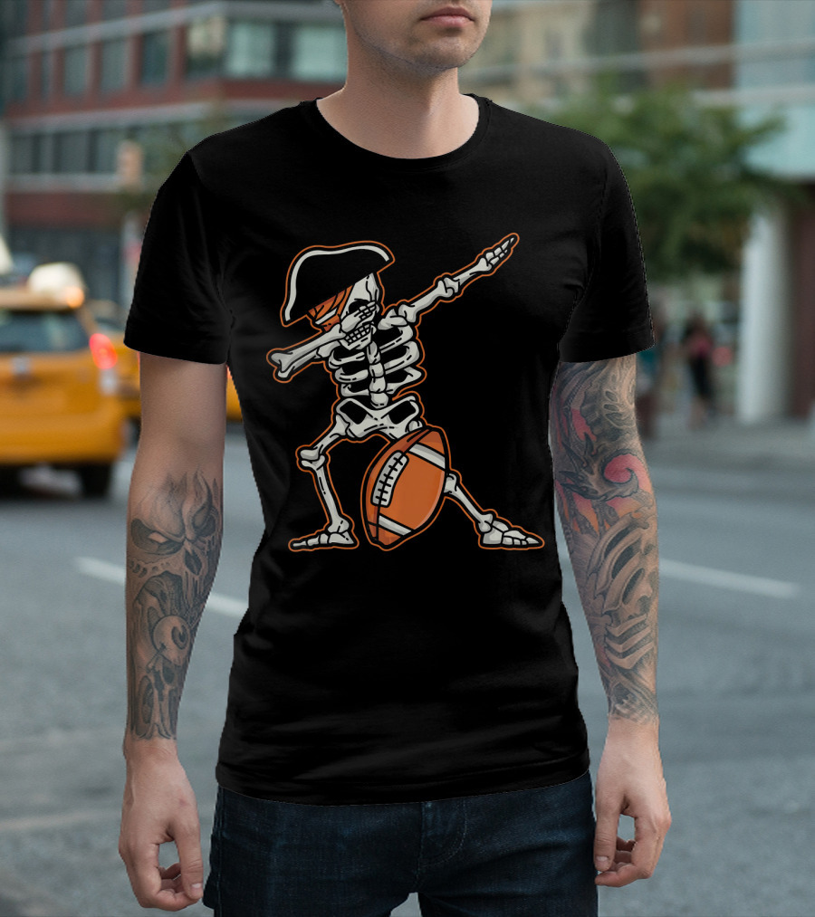 Dabbing Skeleton Pirate with Football Cool T-Shirt