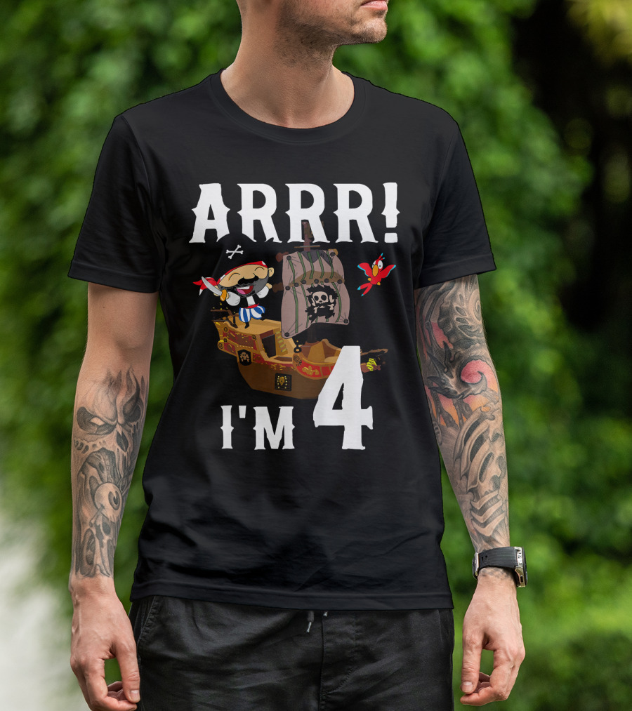 ARRR I'm 4 Pirate Birthday Kids T-Shirt