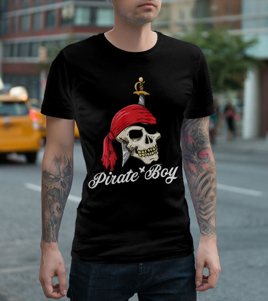 Pirate Boy Funny Jolly Roger Skull And Crossbone T-Shirt
