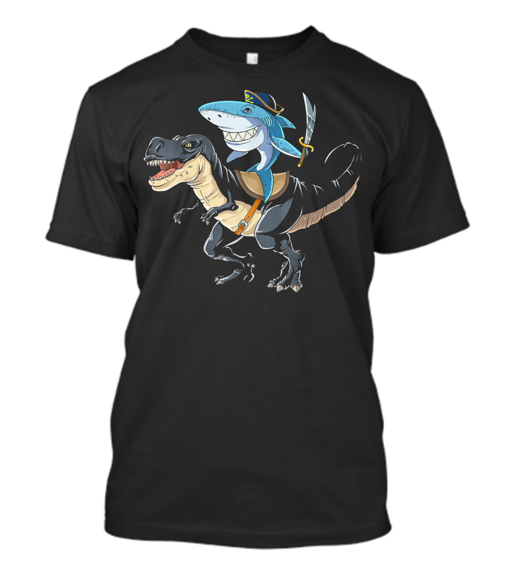 Pirate Shark Riding Dinosaur T-Shirt