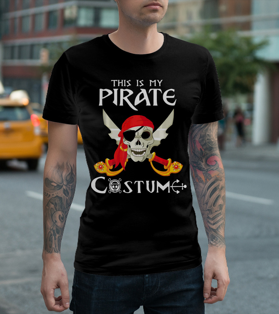 This Is My Pirate Costume Skull With Swords And Eyepatch T-Shirt
