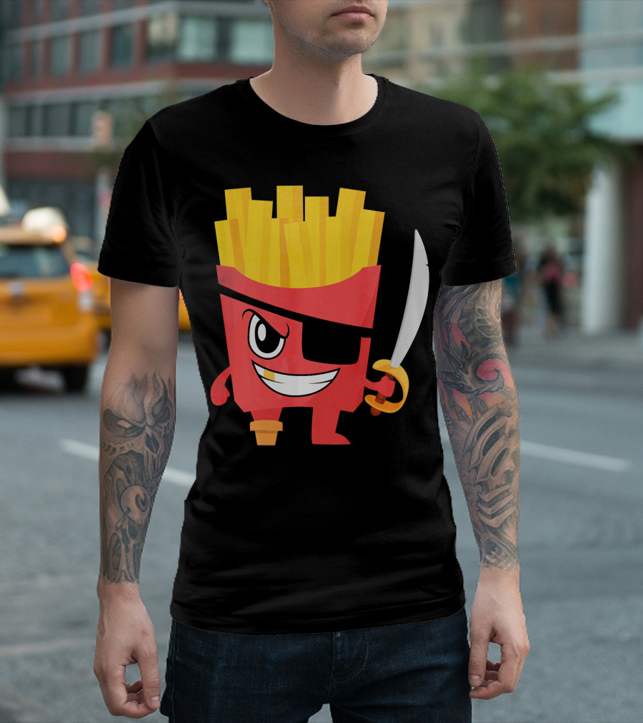 Pirate French Fry Box with Eyepatch and Sword T-Shirt