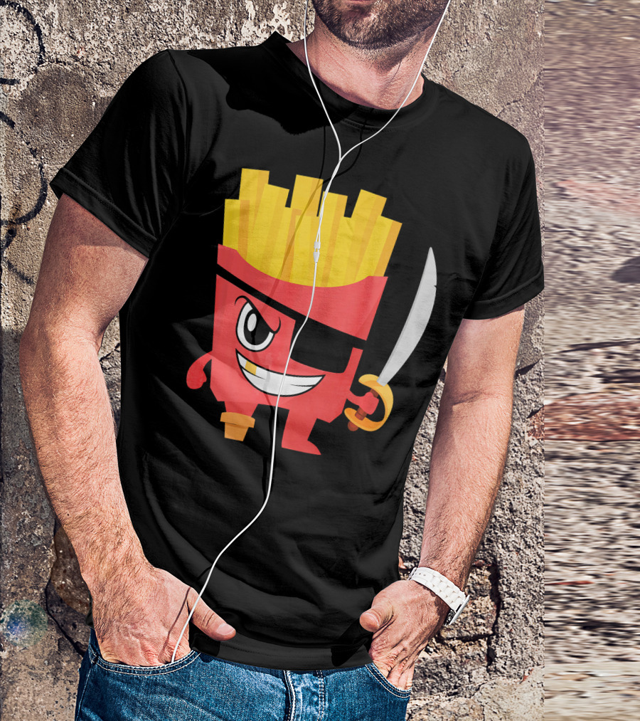 Pirate French Fry Box With Eyepatch And Sword T-Shirt