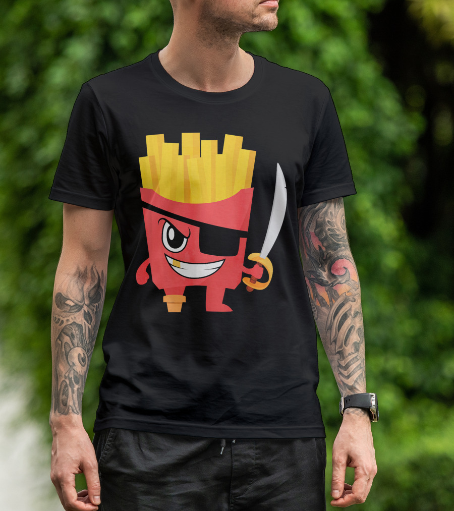 Pirate French Fry Box With Eyepatch And Sword T-Shirt