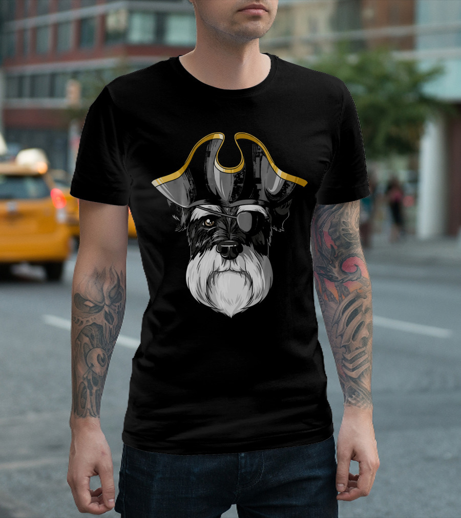 Pirate Schnauzer with Eyepatch and Pirate Hat T-Shirt