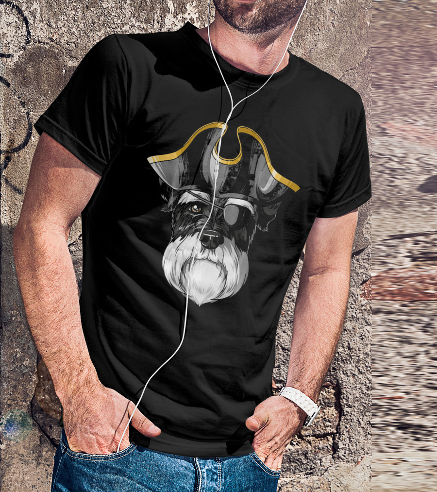 Pirate Schnauzer With Eyepatch And Pirate Hat T-Shirt