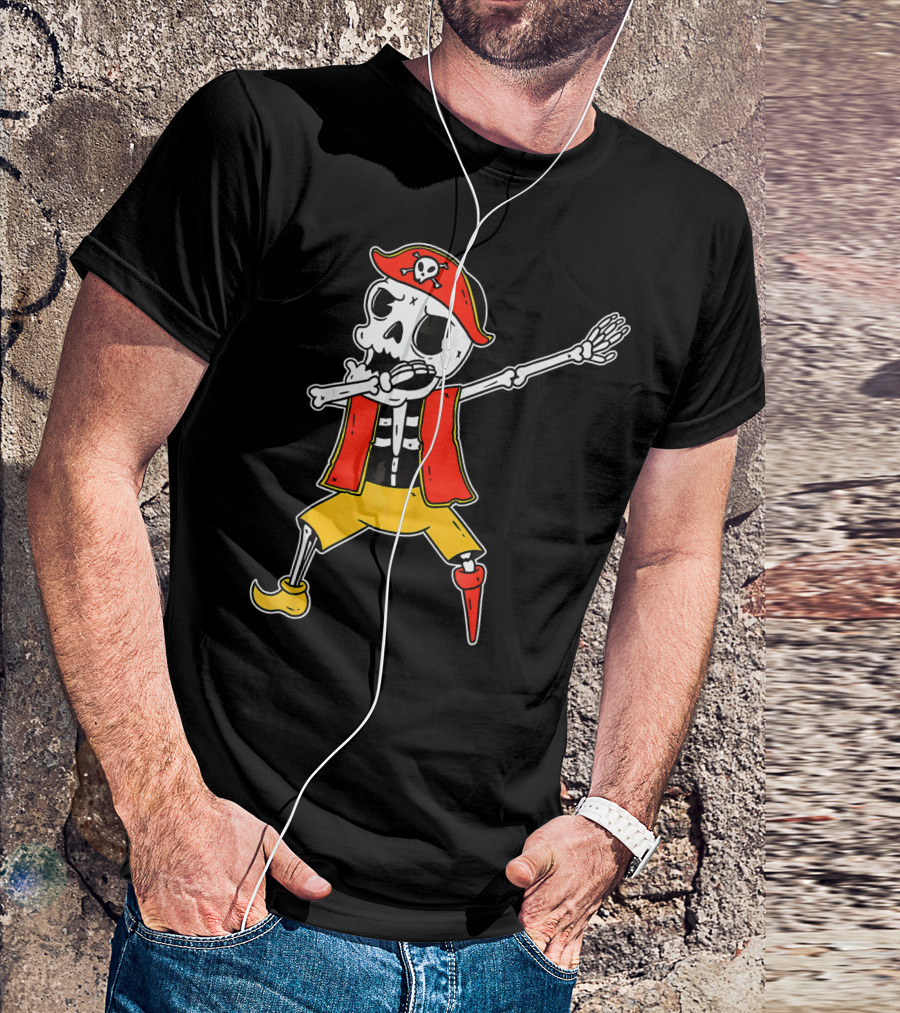 Dabbing Skeleton Pirate Skull And Crossbones Hat T-Shirt