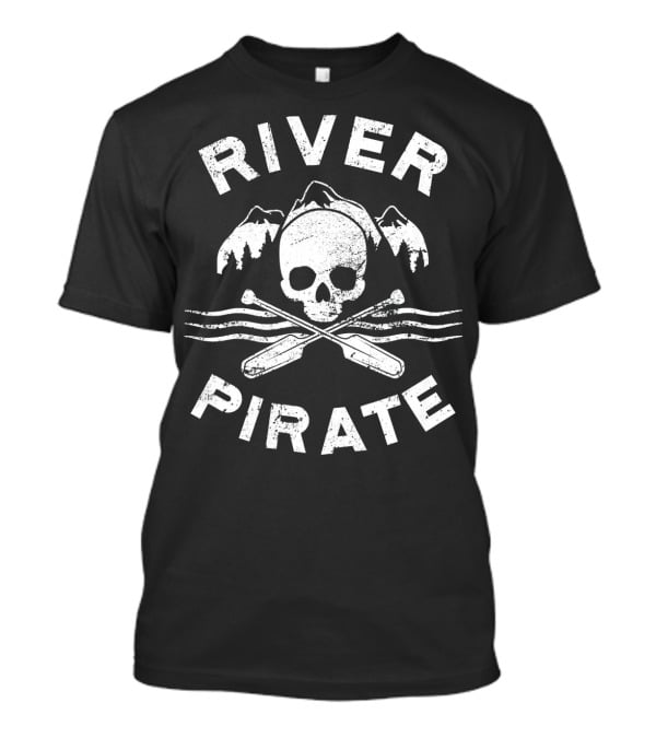 River Pirate Skull Oars Mountains T-Shirt