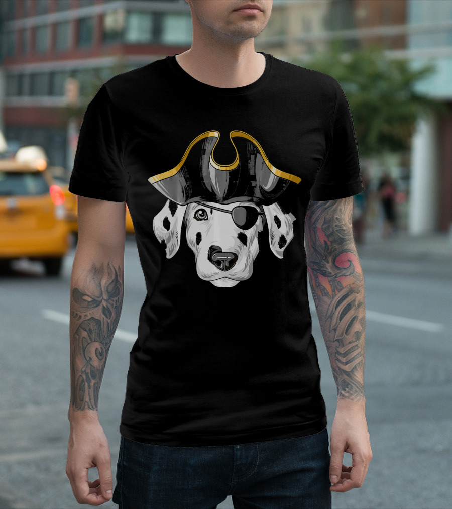 Pirate Dalmatian Eyepatch Tricorn Hat Dalmatian T-Shirt
