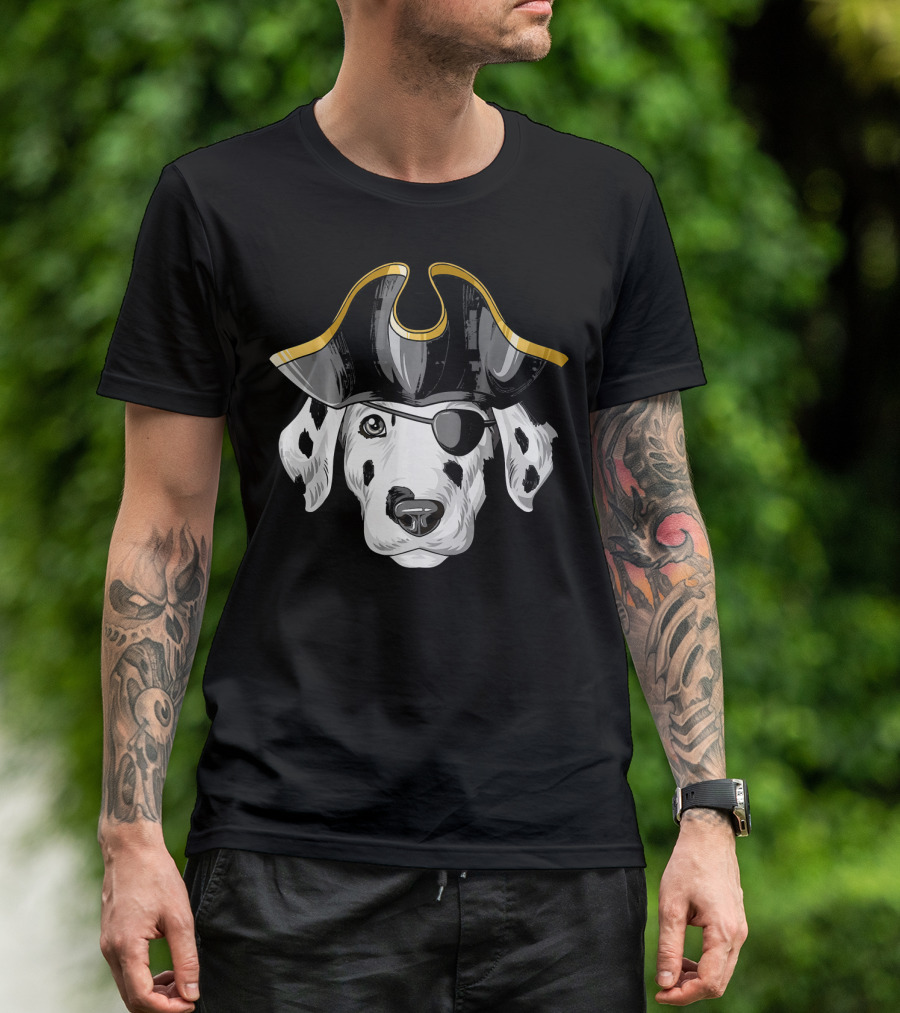 Pirate Dalmatian Eyepatch Tricorn Hat Dalmatian T-Shirt