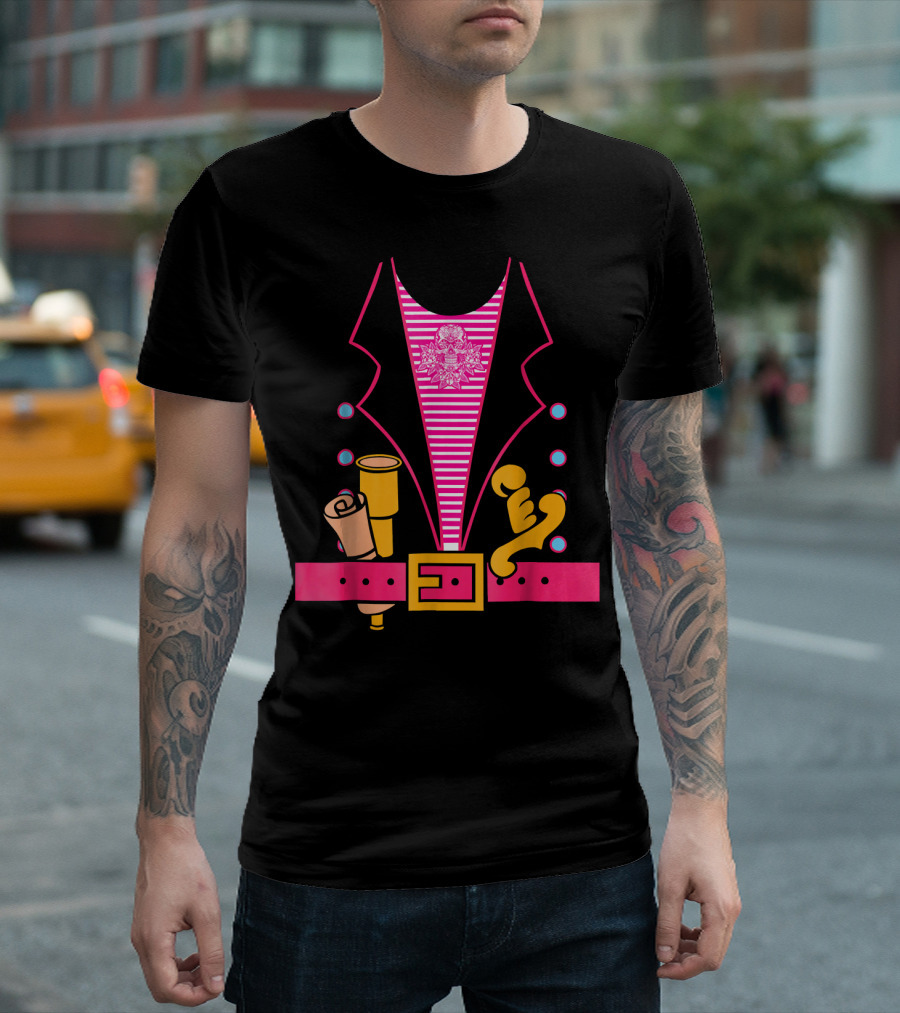 Ladies Pirate Costume Stripes Skulls Sash Spyglass Sword Belt T-Shirt