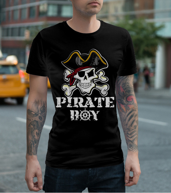 Pirate Boy Skull And Crossbones Halloween Birthday Party T-Shirt