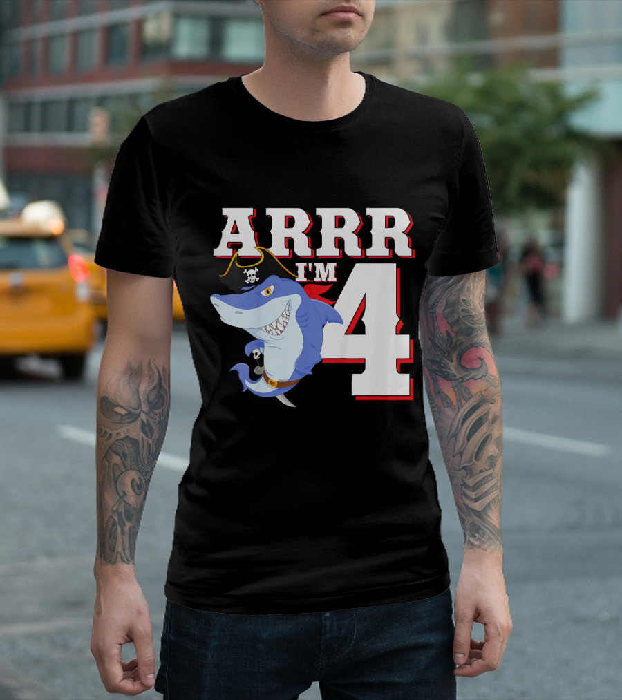 ARRR I'm 4 Kids Pirate Shark Birthday T-Shirt