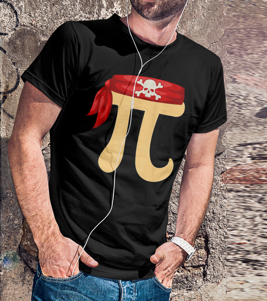 Pirate Pi Skull Crossbones Halloween Costume Math Pie T-Shirt
