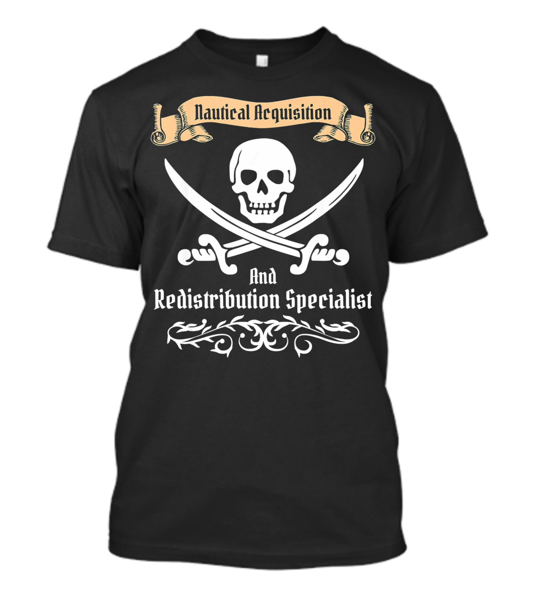 Nautical Acquisition Pirate Kids Funny Naut Skull And Crossed Swords Redistribution Specialist T-Shirt