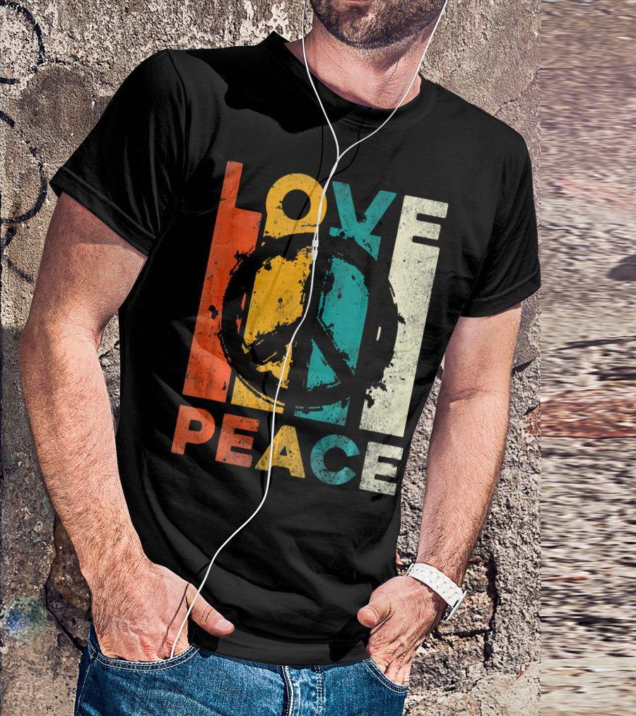 Love Peace Retro 60s 70s Vibe With Tie Dye Peace Sign T-Shirt