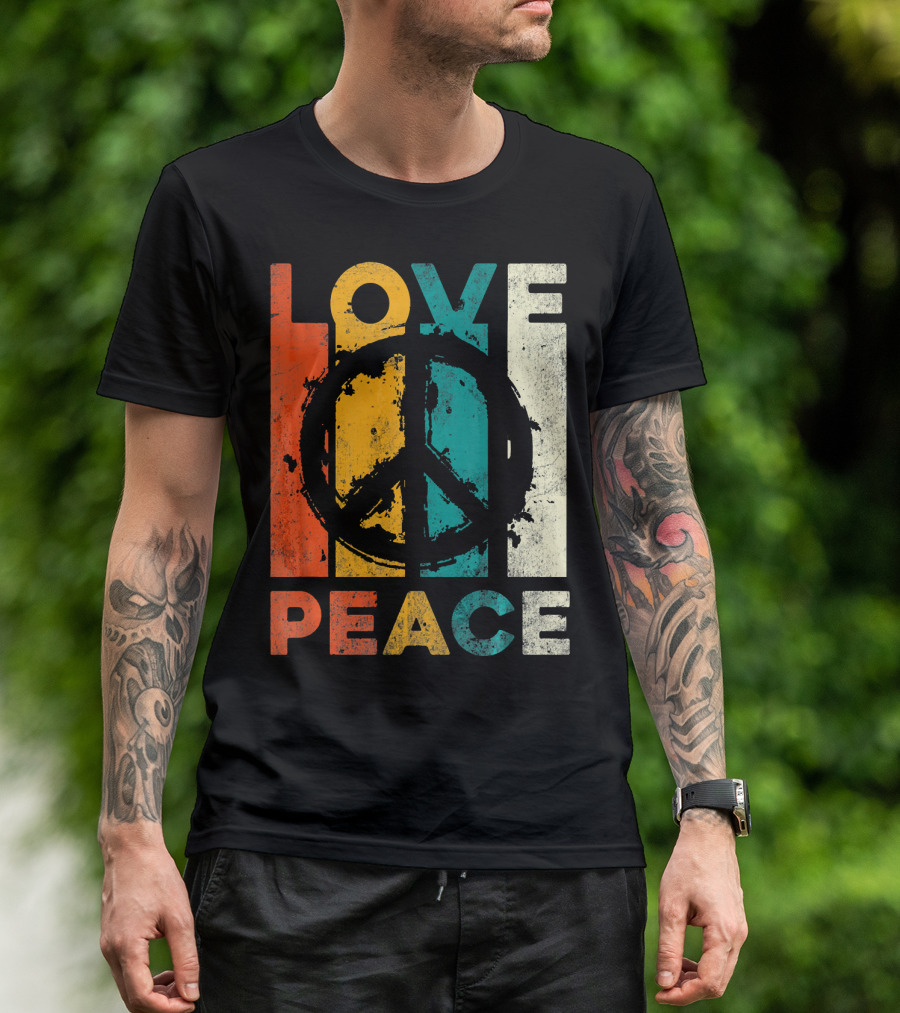 Love Peace Retro 60s 70s Vibe With Tie Dye Peace Sign T-Shirt