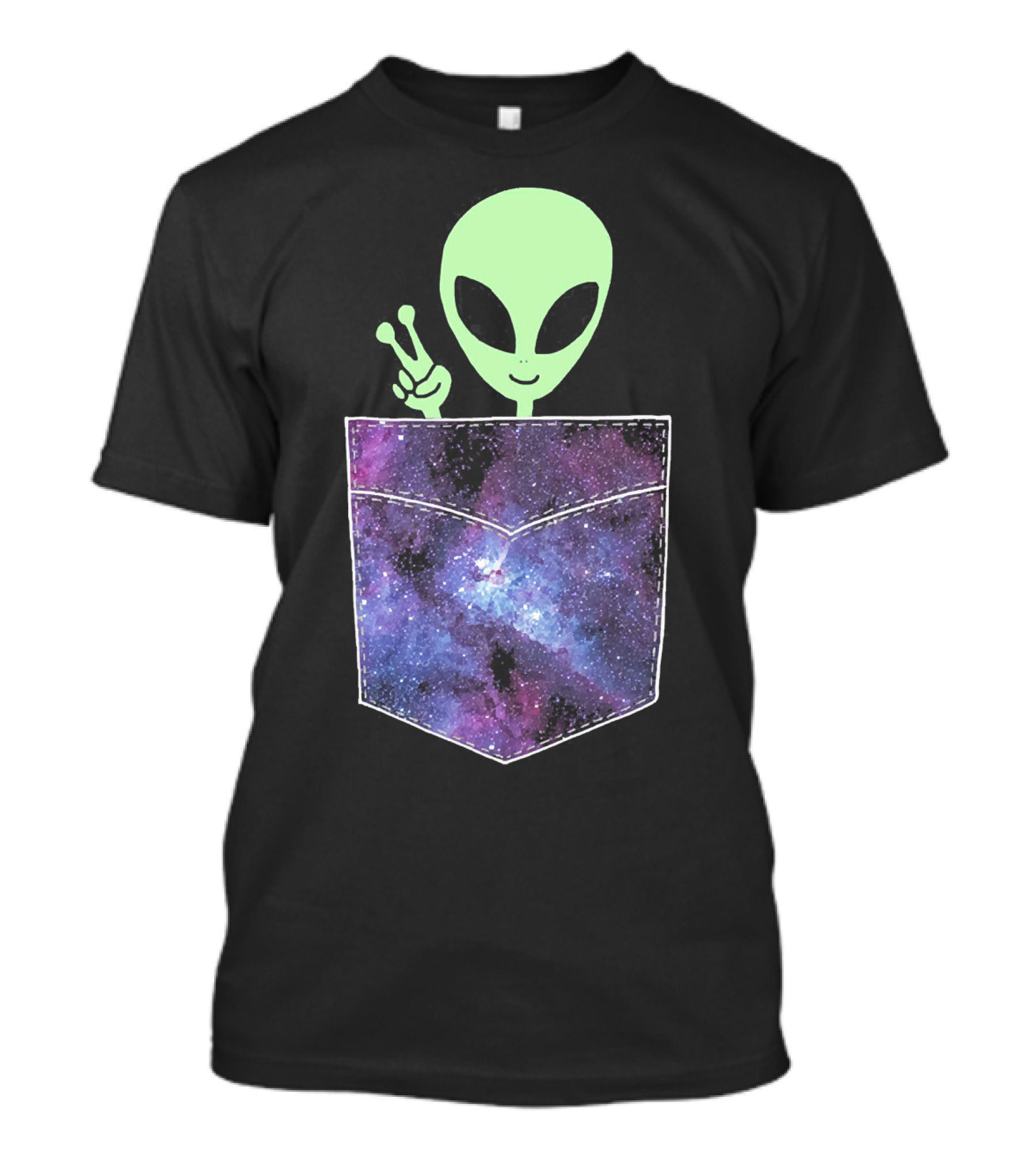 Alien Peace Sign Galaxy Pocket UFO Cos T-Shirt